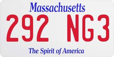 MA license plate 292NG3