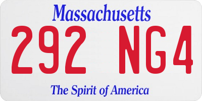MA license plate 292NG4