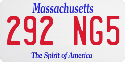 MA license plate 292NG5
