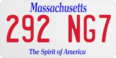 MA license plate 292NG7