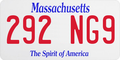 MA license plate 292NG9