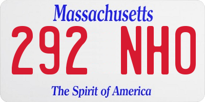 MA license plate 292NH0