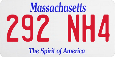MA license plate 292NH4