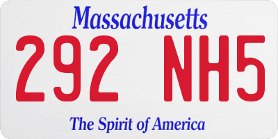 MA license plate 292NH5