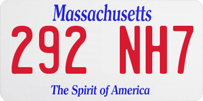 MA license plate 292NH7