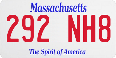 MA license plate 292NH8