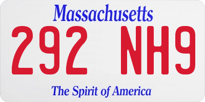 MA license plate 292NH9