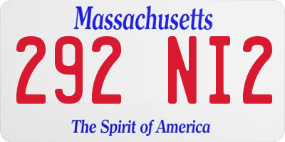 MA license plate 292NI2