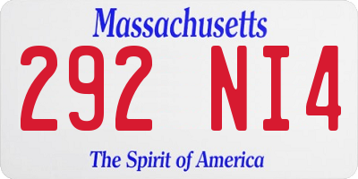 MA license plate 292NI4