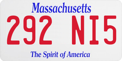 MA license plate 292NI5