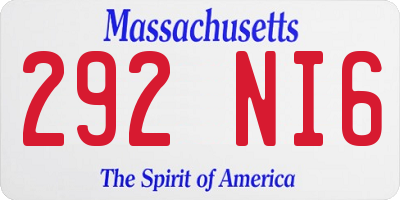 MA license plate 292NI6