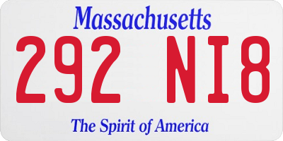 MA license plate 292NI8