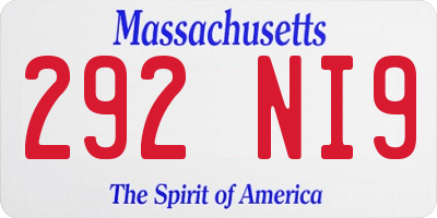 MA license plate 292NI9