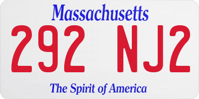 MA license plate 292NJ2