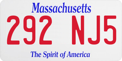 MA license plate 292NJ5