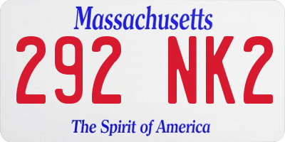 MA license plate 292NK2