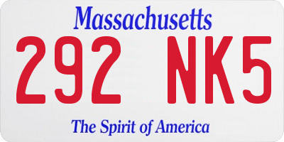MA license plate 292NK5