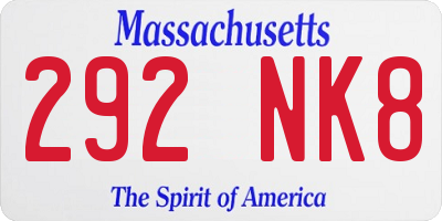MA license plate 292NK8