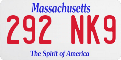 MA license plate 292NK9