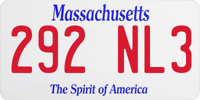 MA license plate 292NL3
