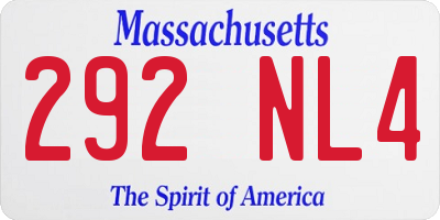 MA license plate 292NL4