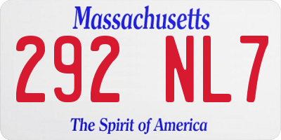 MA license plate 292NL7