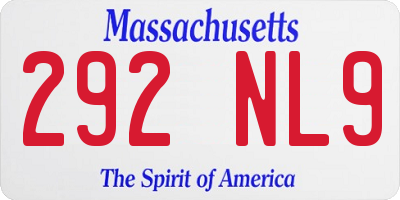 MA license plate 292NL9