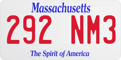 MA license plate 292NM3