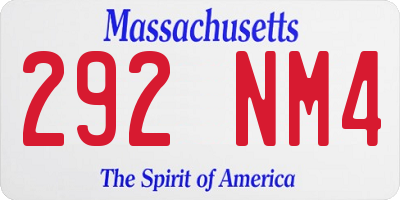 MA license plate 292NM4