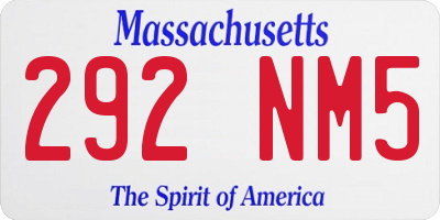 MA license plate 292NM5