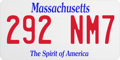 MA license plate 292NM7