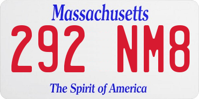 MA license plate 292NM8