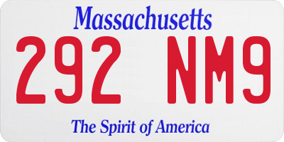 MA license plate 292NM9