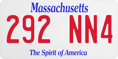 MA license plate 292NN4