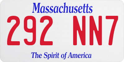 MA license plate 292NN7