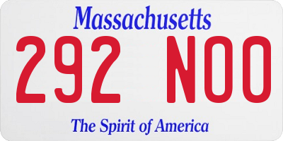 MA license plate 292NO0