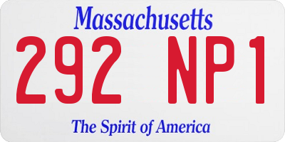 MA license plate 292NP1