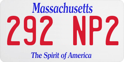 MA license plate 292NP2