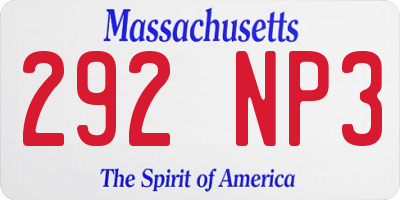 MA license plate 292NP3