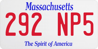 MA license plate 292NP5