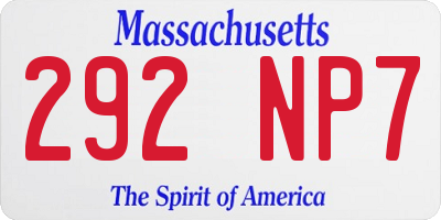 MA license plate 292NP7
