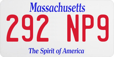 MA license plate 292NP9