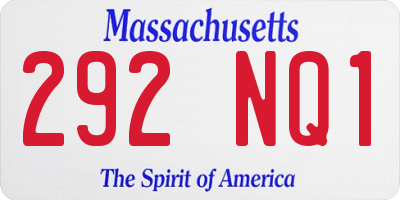 MA license plate 292NQ1