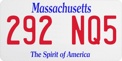 MA license plate 292NQ5