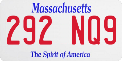 MA license plate 292NQ9
