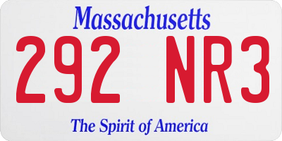 MA license plate 292NR3