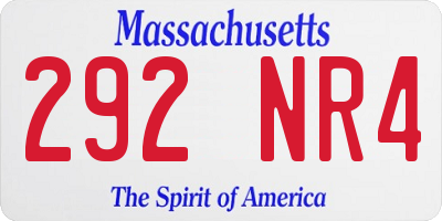 MA license plate 292NR4
