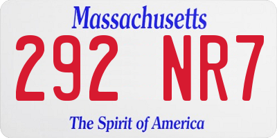 MA license plate 292NR7