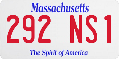 MA license plate 292NS1