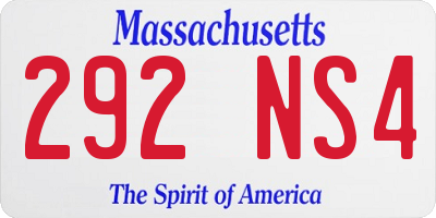 MA license plate 292NS4